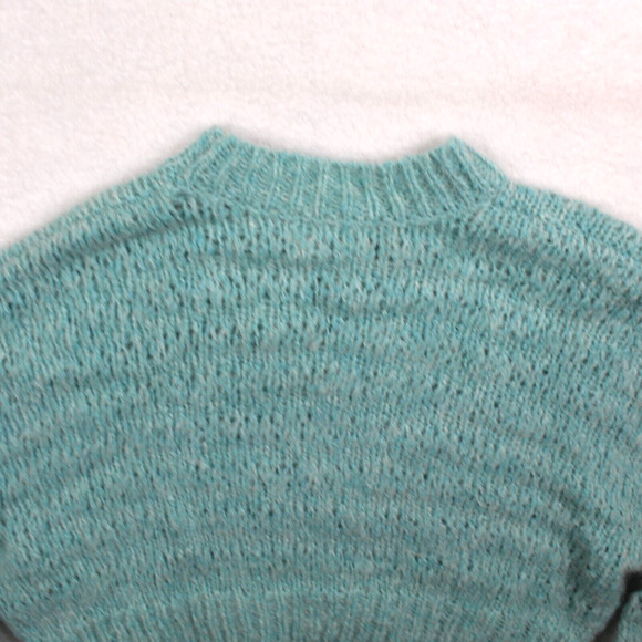 Aritzia Wilfred Sweater Alpaca Wool Medium Blue Cropped Fuzzy Chunky Knit Boxy - Picture 8 of 9